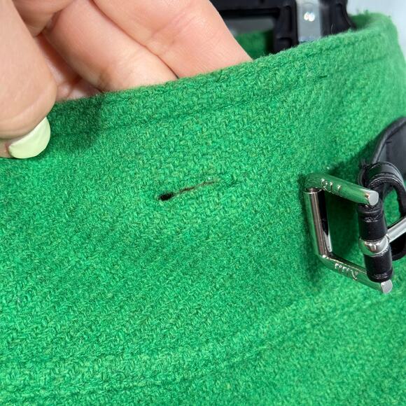 Lauren Ralph Lauren Wool Wrap Skirt Green Buckle Detail Size 10 Classic Preppy - Picture 5 of 9